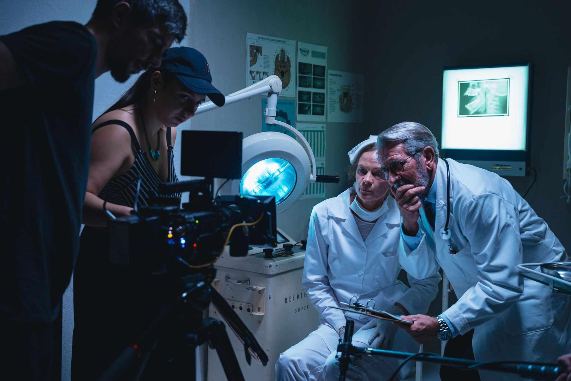 Silke von Voigt and Jayjay Straub on set of JAWLOCK (short film)